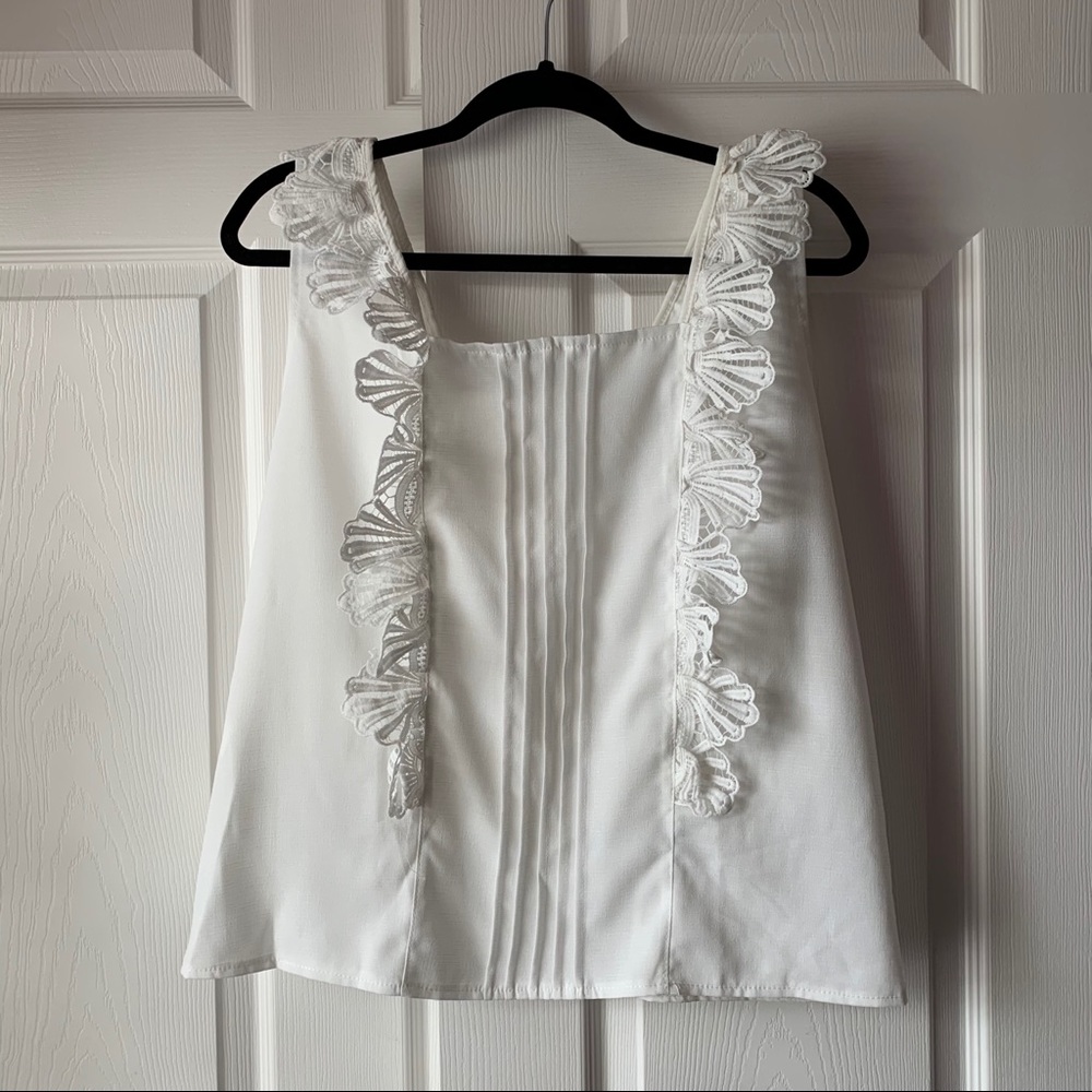 NWOT White Blouse with Ruffle Design